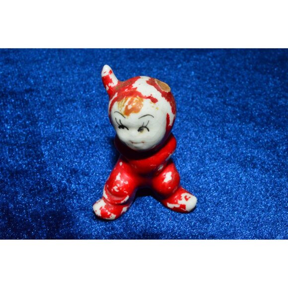 Vintage Pixie Elf Devil Ceramic Figure Red MCM Kitsch Miniature Japan FLAWS - Picture 4 of 9